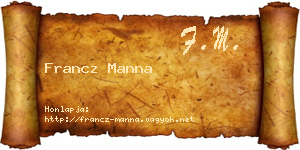 Francz Manna névjegykártya